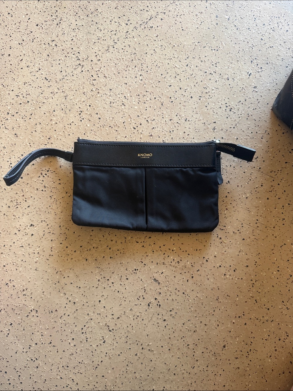 Knomo Black Wristlet Clutch with Front Pockets